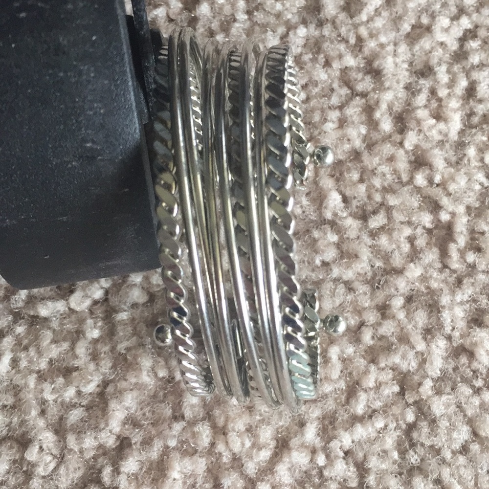 Silver cuff bangles bracelet